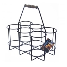 Stojan kov/dřevo RADKA na láhve/sklenice 6 pozic