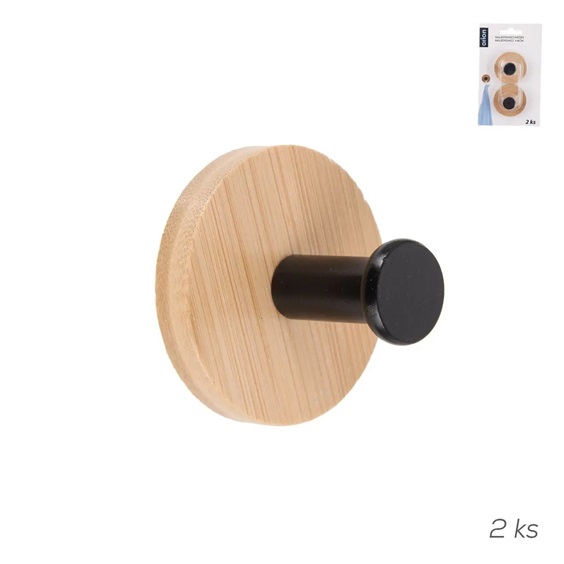Háček bambus/kov nalepovací kulatý 2 ks