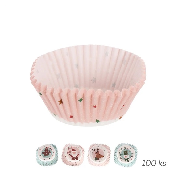 Košík cukrářský papír pr. 5 cm/100 ks vánoční mix