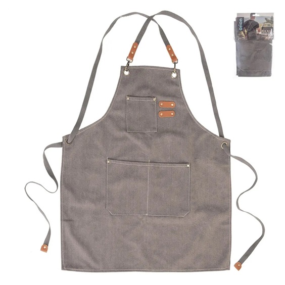 Zástěra PES/bavlna kuch. Canvas gril šedá