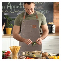 Zástěra PES/bavlna kuch. Canvas gril šedá
