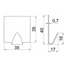 Věšák samolepící nerez "čtverec" 35x35 mm celk výška 50mm bal. 2ks