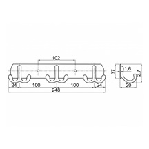 Věšák CYRIL  3x dvojháček CHROM
