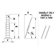 Žebřík dvoudílný výsuvný 7214 AL 682cm/HOBBY/2x14 příček
