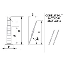 Žebřík dvoudílný výsuvný 8214 AL 722cm/PROFI/2x14 příček