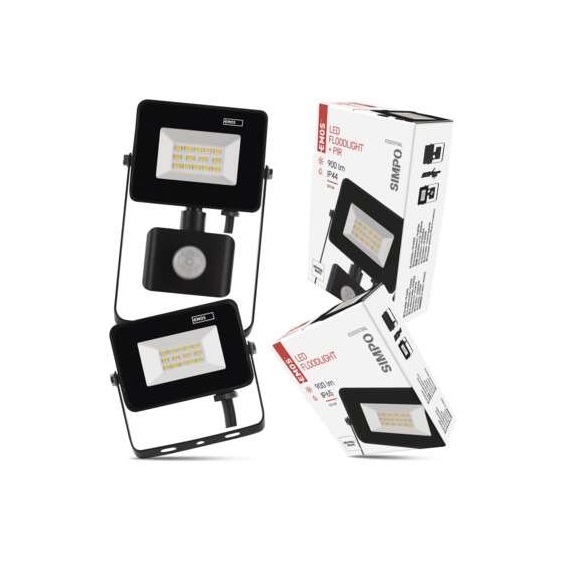 Reflektor LED SIMPO 10,5W neutrální bílá, s pohybovým čidlem