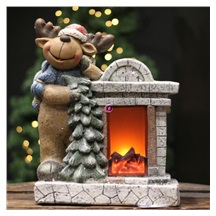 Dekorace krb se sobem, LED,polly, 33x40cm