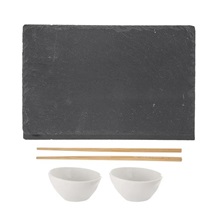 Tác břidl. serv.+misky porc.+hůlky bamb. na sushi
