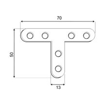 Úhelník typu "T"  70x50x13x2,0 mm