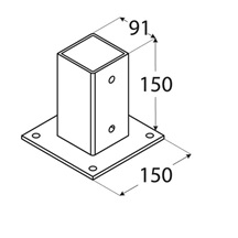 Patka sloupku se čtvercovou základnou C 91x150x1,8 černá