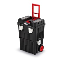 Modulární kufr na nářadí s transp. kolečky a kov. zámky HEAVY černý 450x360x640