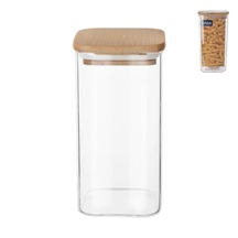 Dóza borosil. sklo/bambus 1,7 l hranatá