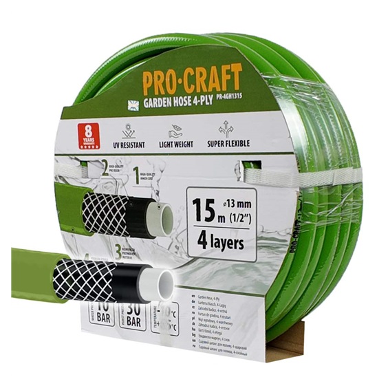 Hadice zahradní zelená 4-vrstvá 1/2" bal.15m Procraft PR-4GH1315