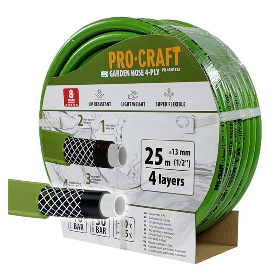 Hadice zahradní zelená 4-vrstvá 1/2" bal.25m Procraft PR-4GH1325