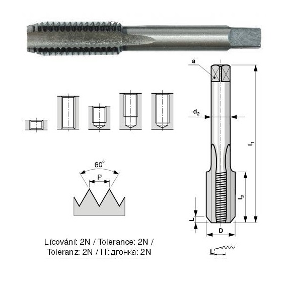 Závitník PN8/1374 M8x1 HSS přímá drážka DIN374