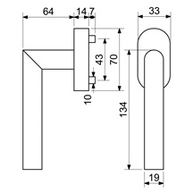 Klika pro plastová okna a dveře 7x7/47mm RKW.L-FORM.CE     černá