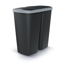 Odpadkový koš COMPACTA Q DUO černý se světle šedým víkem. objem 45l