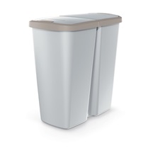 Odpadkový koš COMPACTA Q DUO popelavý se světle hnědým víkem. objem 45l