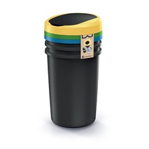 Odpadkový koš  COMPACTA R FLAP SET recyklovaný černý. 3x40l