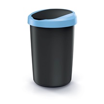 Odpadkový koš COMPACTA R FLAP recyklovaný černý s světle modrým víkem. objem 40l