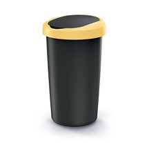Odpadkový koš COMPACTA R FLAP recyklovaný černý s světle žlutým víkem. objem 50l