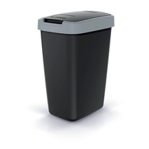 Odpadkový koš COMPACTA Q FLAP černý se světle šedým víkem. objem 12l