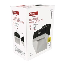 Svítidlo solární LUNIS s pohybovým čidlem, černé, neutrální bílá