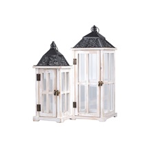 Lucerna dřevo kov 2ks set 150X374/210x528 bílá