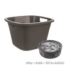 Dřez UH LOOP s uchy 16,8 l tm.šedá+dárek kolíčky prádelní UH v košíku 50 ks AKCE