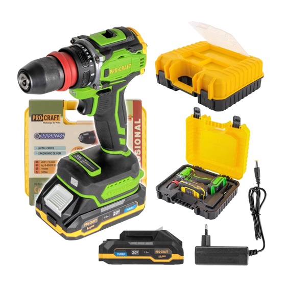 Šroubovák vrtací AKU 18V Procraft 1,5Ah Li-Ion PA18PRO DFR