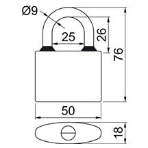 Visací zámek RV.OVÁL.52.   SU4