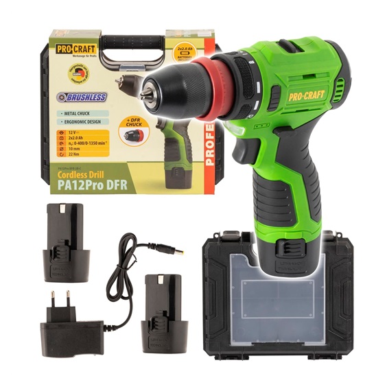 Šroubovák vrtací AKU 12V Procraft | PA12pro DFR-2b-c
