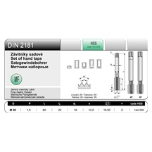Závitník DIN2181 M20x1,5 SADA HSS