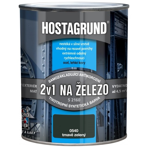 Hostagrund 2v1 S2160 základní i vrchní barva na kov, 0540 tmavě zelená, 4l