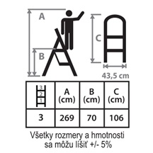Schůdky Strend Pro LFD080 2 stupínkové, ocelové, EN14183, nosn. 150 kg