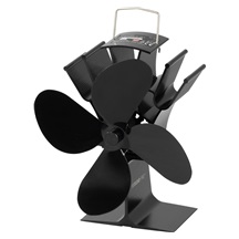 Ventilátor Strend Pro, krbový, stojanový,poháněný teplem, 4-lopatkový,černý