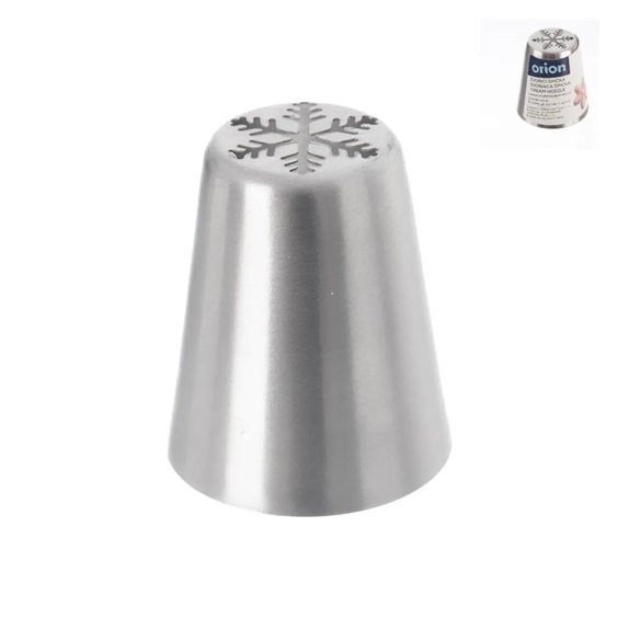 Špička nerez  zdobicí - sněhová vločka 1 ks