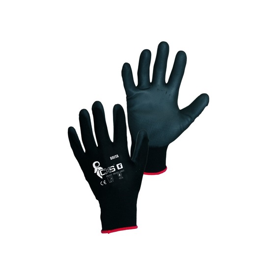 Rukavice nylon černé BRITA na blistru vel.07