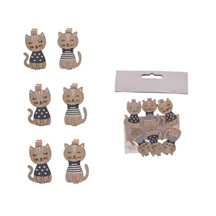 Kolíček dřevo CAT béžový 6 ks 3x5 cm