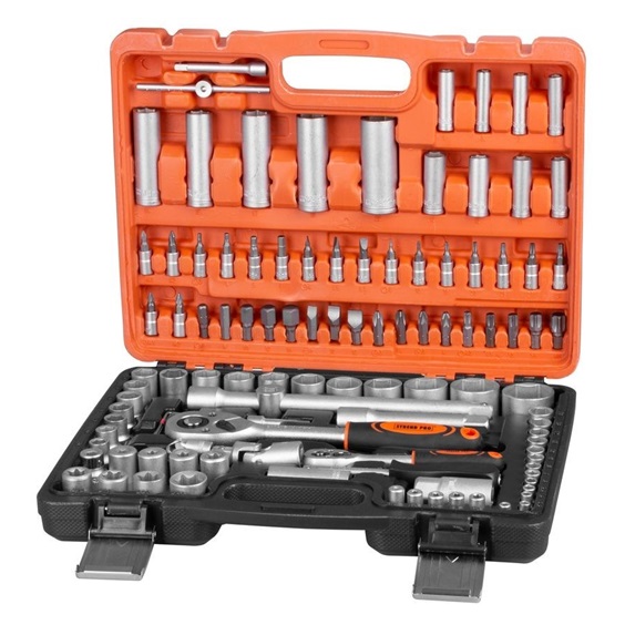 Sada nářadí Strend Pro S 210 108 dílů v kufru 1/4" + 1/2"