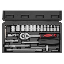 Sada nářadí Strend Pro 25 dílů hlavice,račna 1/4" v kufru