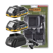 Sada baterie 20V 2,0 Ah 2ks+nabíječka  Procraft PBC-Set 1