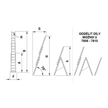 Žebřík trojdílný univerzální 7611 AL 711cm/HOBBY/3x11 příček