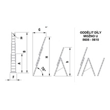 Žebřík trojdílný univerzální 8610 AL 695cm/PROFI/3x10 příček