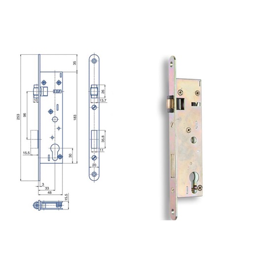 Zámek zadlabací BZD 114   Zn bílý bal.1  TB2    válečkový ,závorový