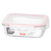 Dóza MagicHome, obdélníková, 650 ml, s víkem, Clip, skleněná