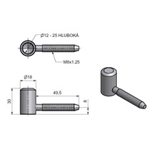 Závěs dveřní 60/12 M8x50           VD    Zn žlutý