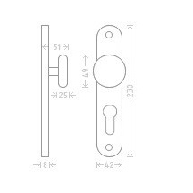 VIOLA 90 P    PZ stříbrná klika+koule     Lak