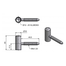 Závěs dveřní 80/12 M8x50           VD    Zn bílý