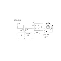 Vložka EURO Plus 30+35K.Ni 3kl.s knoflíkem